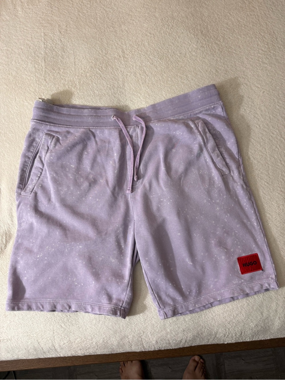 HUGO Lavender Speckle Casual Drawstring Shorts
